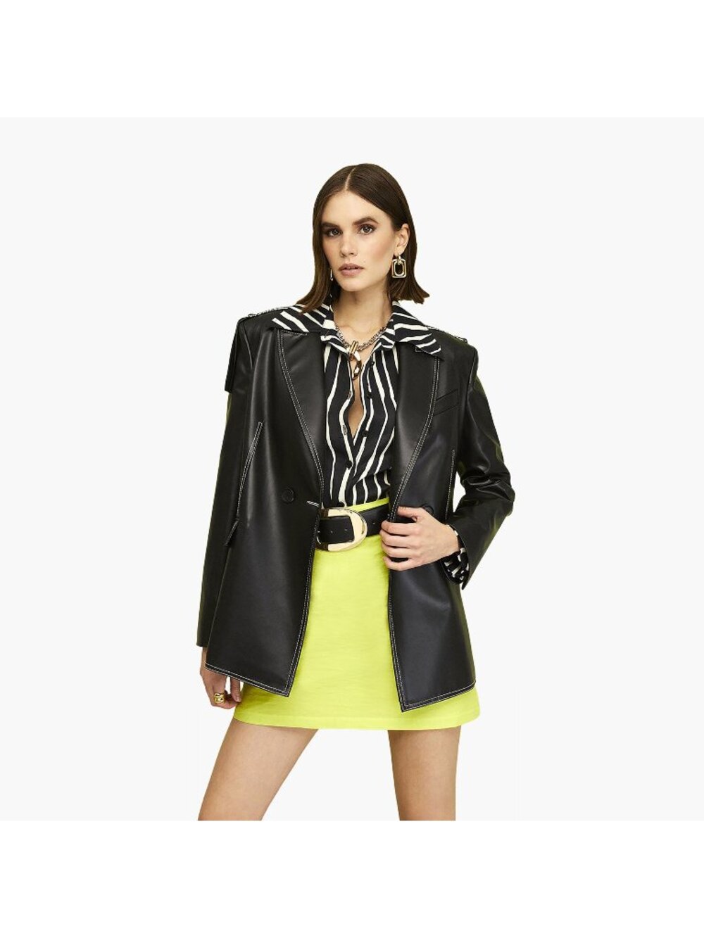 NOCTURNE Fringe Faux Leather Jacket Black Size XS NWT
